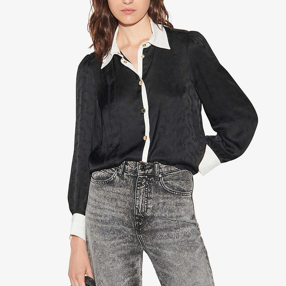 Sandro Cassandre Pleat-front Satin Shirt